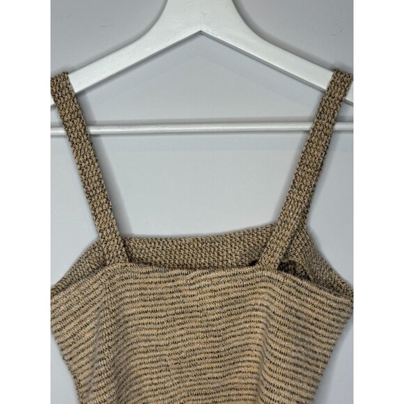 Lucy Paris Top Womens Crop Tank Textured Knit Size S Tan Square Neck Sleeveless - Picture 8 of 13